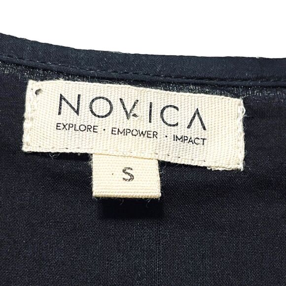 NOVICA Tie-Dye Beaded Viscose Tunic Top S - Picture 6 of 12